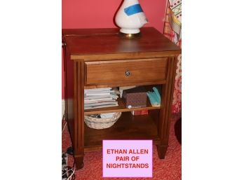 Pair Of Ethan Allen Nightstands With Drawer And 2 Shelves Each