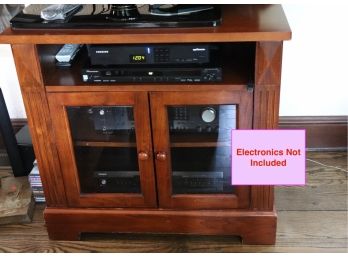 Contemporary Wood & Glass Electronics. Cabinet With Doors