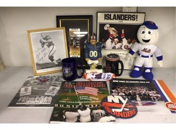 Sports Collectable Memorabilia, Includes George Blanda Autographed Photo, 1993 Mets Souvenir And More