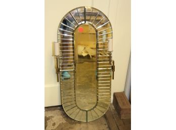Oval Wall Mirror With Adjustable Candle Sconces On The Sides