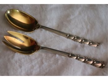 Gorgeous Tiffany Sterling Silver Serving Pieces With Gilded Scoops & Stylized Pomegranate Design Handles