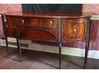 Handsome Flame Mahogany Sideboard / Buffet Server In The Georgian Style By Charak Furniture Co.