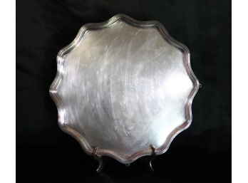 Elegant Curved Border Sterling Silver Tray Made In England Believed To Be Tiffany Marks