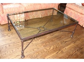 Very Stylish Wrought Iron And Glass Coffee Table