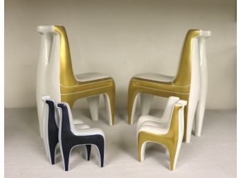 Nice Group Of B&G Jorgensen Denmark Hand Painted Horse Family Of Varied Sizes With Gold & Black Accents