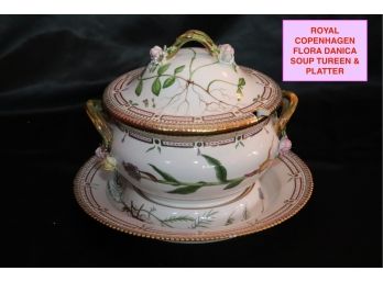 Fabulous Rare Collectors Item, Royal Copenhagen Flora Danica Soup Tureen & Platter