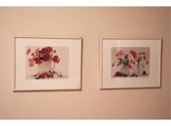 Signed Photographs Of Wildflower Floral Arrangements By Jill Bedford Matted & Framed