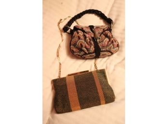 Vintage Ladies Beaded Evening Bag By Artbag, NYC & Vintage Missoni Fabric Evening Bag