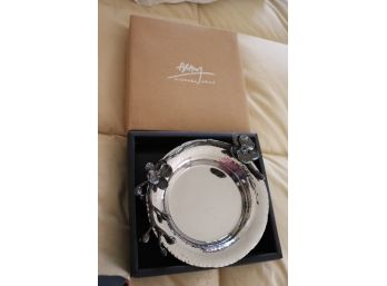 Michael Aram Silver Tone Metal Platter With Branch & Magnolia Flower