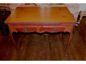 Extension Table Of Inlaid Wood With Tilt Top & 2 Drawers By D. F. H. Furniture