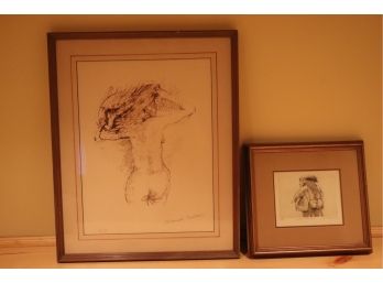 Framed Nude Artist Proof & Visiting Hours Signed By Artist Charles Bragg 123/150