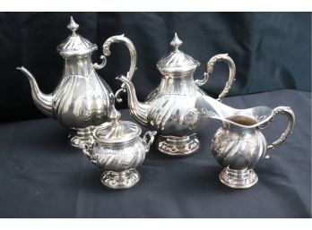 ARG 1000 Made In Italy Beautiful  Silver  Plate Tea Set, Includes 2 Kettles, Sugar & Creamer