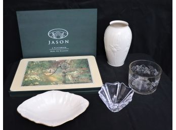 'Country Garden' Placemat Set, Etched Floral Bowl, Lenox Chadwick Centerpiece, Lenox Vase & Orrefors Bowl