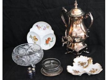 Eb Rogers Coffee Pot, Royal Worcester Evesham Dish, Dish With Handles, Fruit Bowl, Etched Dish Sterling Bas