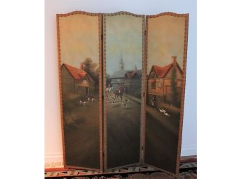 Vintage Style Chelsea House 3 Panel English Hunting Scene Screen