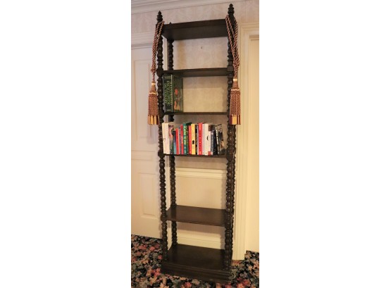 Traditional Turned Post 5 Shelf Bookcase With Assorted Books & Oversized Tassels