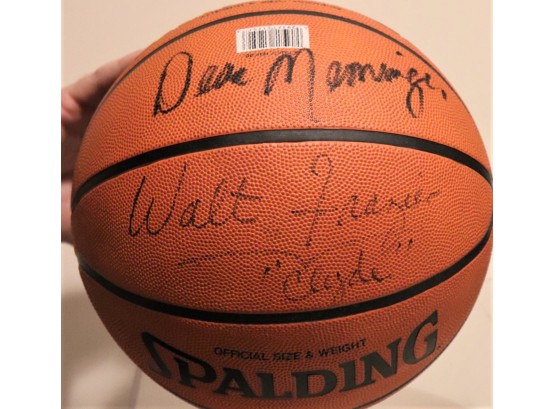 Signed Walt Frazier Spalding Basketball With Clear Plastic Box