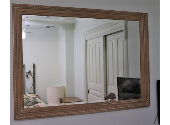 Nicely Sized Carved Wood Beveled Wall Mirror