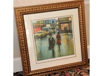 Signed & Numbered Lithograph Of City Street Scene