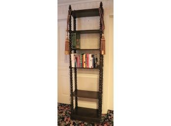 Traditional Turned Post 5 Shelf Bookcase With Assorted Books & Oversized Tassels