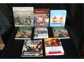7 Hard Cover & 1 Soft Cover Book About Food & Recipes
