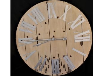 Rustic Farmhouse Style Round Quartz Clock With Metal Numerals