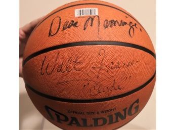 Signed Walt Frazier Spalding Basketball With Clear Plastic Box
