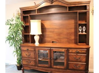 Large Traditional Wall Cabinet, Faux Bamboo Tree And Assorted Accessories