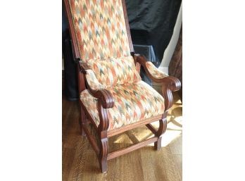 Antique Wood Frame Recliner With Custom Missoni Style Upholstery