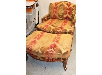 Vintage Century Hickory NC Furniture French Style Upholstered Club Chair & Ottoman