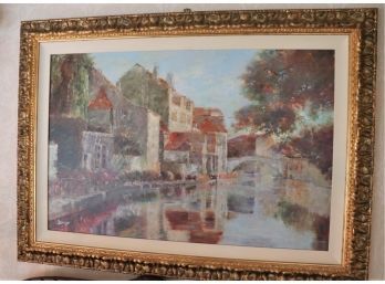 Giclee Of Bucolic European Countryside In Elegant Gold Frame