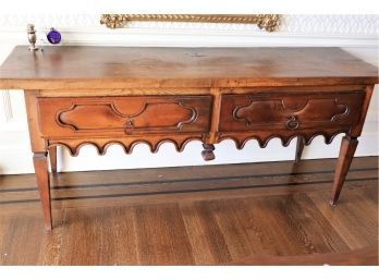 Antique 2 Drawer Side Board Table With Peg & Dovetail Construction  Circa Prior To 1860