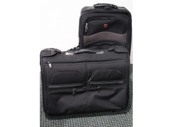 Pair Of Black Ballistic Nylon Luggage From Tumi & Victorinox
