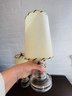Twin Petite 1950s Glass Lamps With Fiber Glass Shades