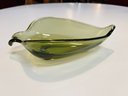 Vintage Viking Green Glass Leaf Candy Dish