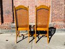 Pair Of Vintage Caned Back Accent Chairs