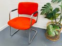 1980s Steelcase Vibrant Orange And Chrome Chair (See Details)