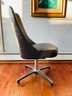 Vintage 1970s Chromcraft Black Swivel Chair