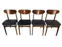 1970s Vintage MCM Set Of 4 Wood Dining Chairs