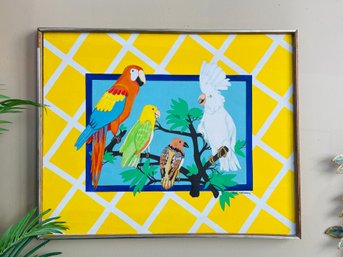 Large Original Art Parrot Painting Signed
