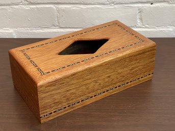 Wood Inlay Teak Tissue Box