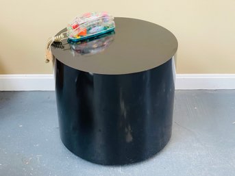Black Rolling Wood & Laminate Cocktail Table