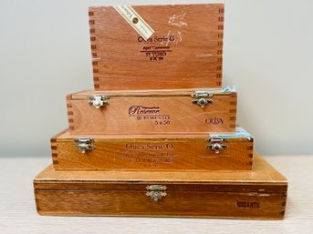 4 Wood Cigar Box Lot
