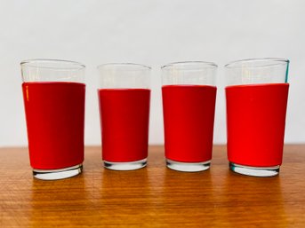 1970s Red Wrapped Cocktail Glasses (set Of 4)