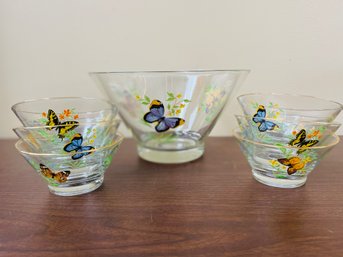 Vintage Butterfly Snack Bowl Set