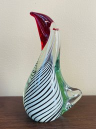 Murano Style Striped Glass Pelican Decor