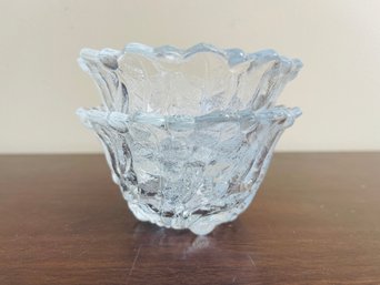 Pair Of  Vintage Glass Tapered Candle Holders