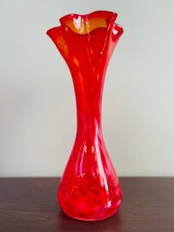 Vintage Hand Blown Red Glass Vase