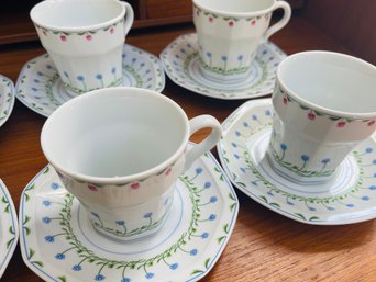 Vintage Mikasa 'Younger Than Springtime' TeacupsSaucers (Set Of 10)