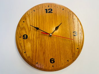 1980s Solid Oak Wall Clock
